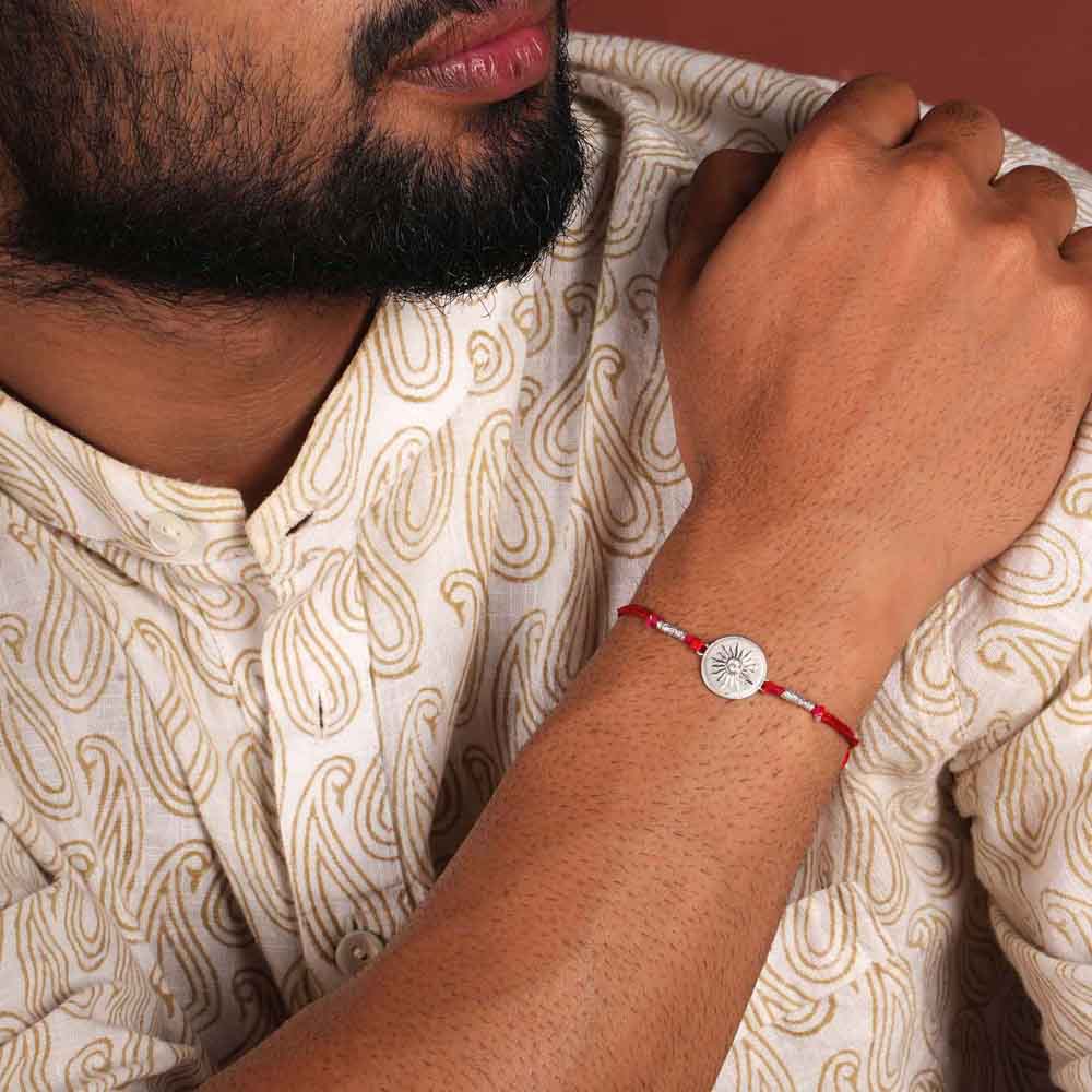 Sunlight 0.01 Carat Lab-Grown Diamond 999 Silver Rakhi