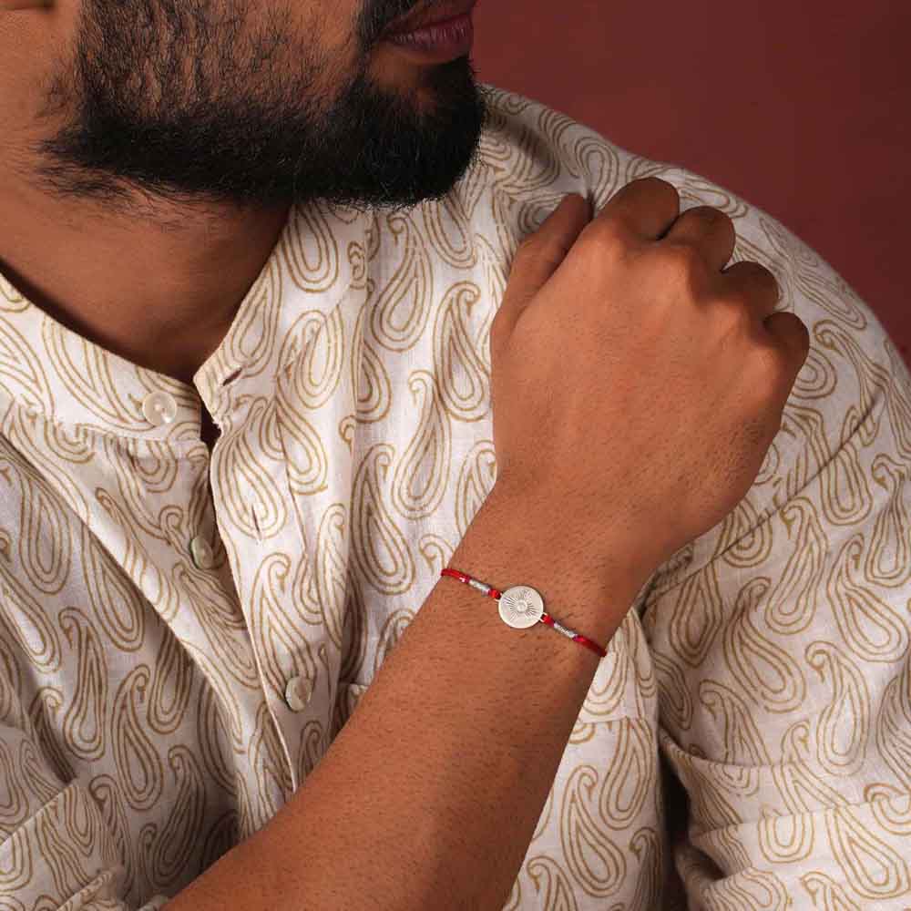 Sunshine 0.01 Carat Lab-Grown Diamond 999 Silver Coin Rakhi