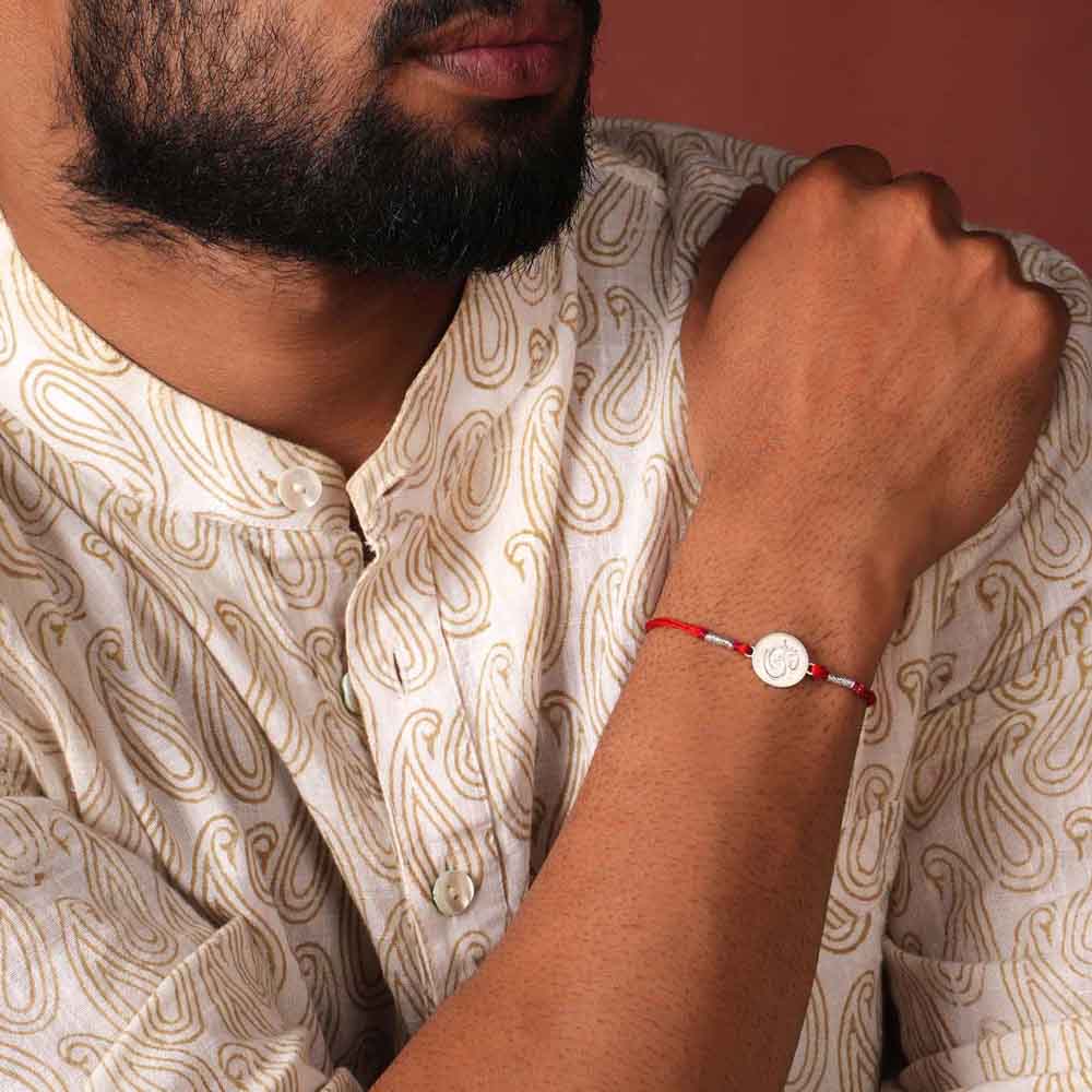 Peace & Power 0.01 Carat Lab-Grown Diamond 999 Silver Rakhi