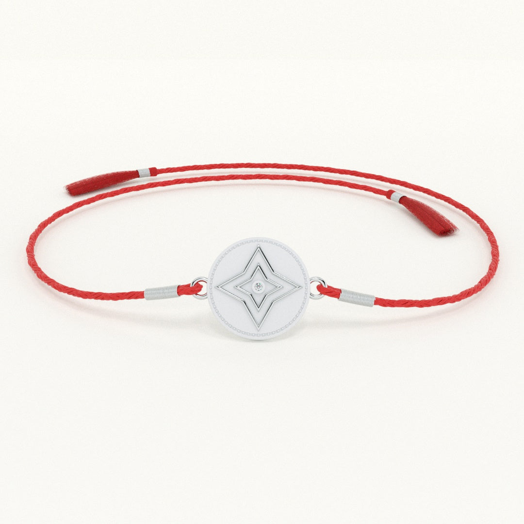 999 Silver Aura 0.01 Carat Lab-Grown Diamond Shield Coin Rakhi