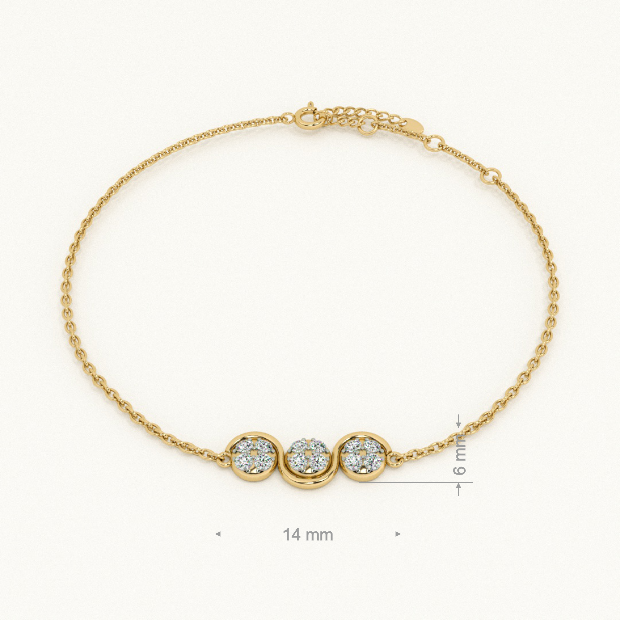 Luna Trio 9KT Gold Lab Grown Diamond Bracelet