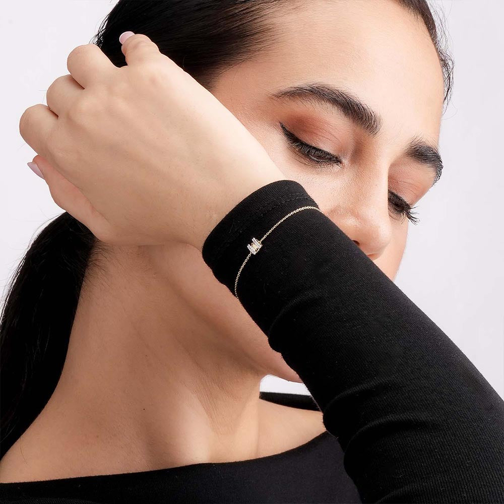 Stripe Luster 9KT Gold Lab Grown Diamond Bracelet