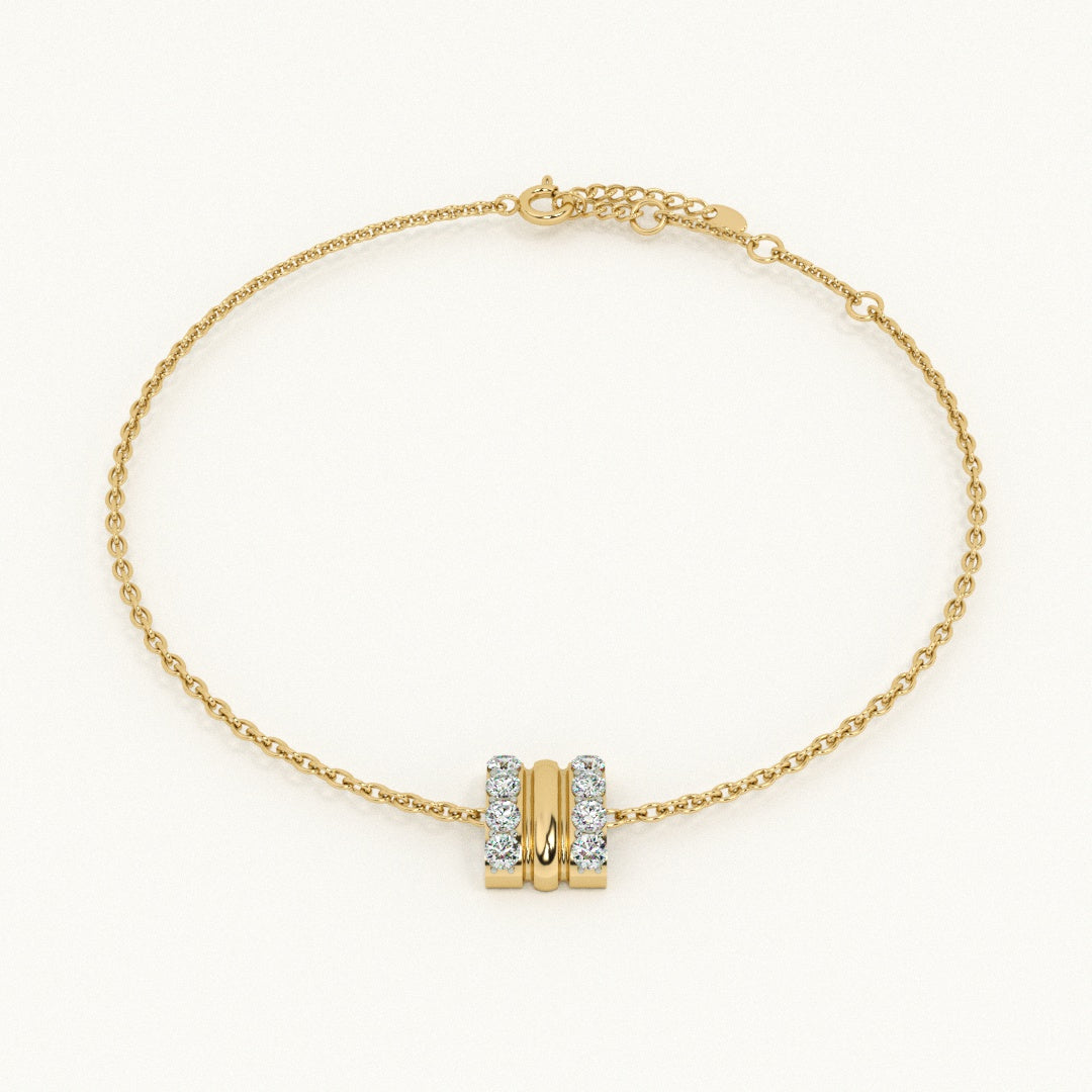Stripe Luster 9KT Gold Lab Grown Diamond Bracelet
