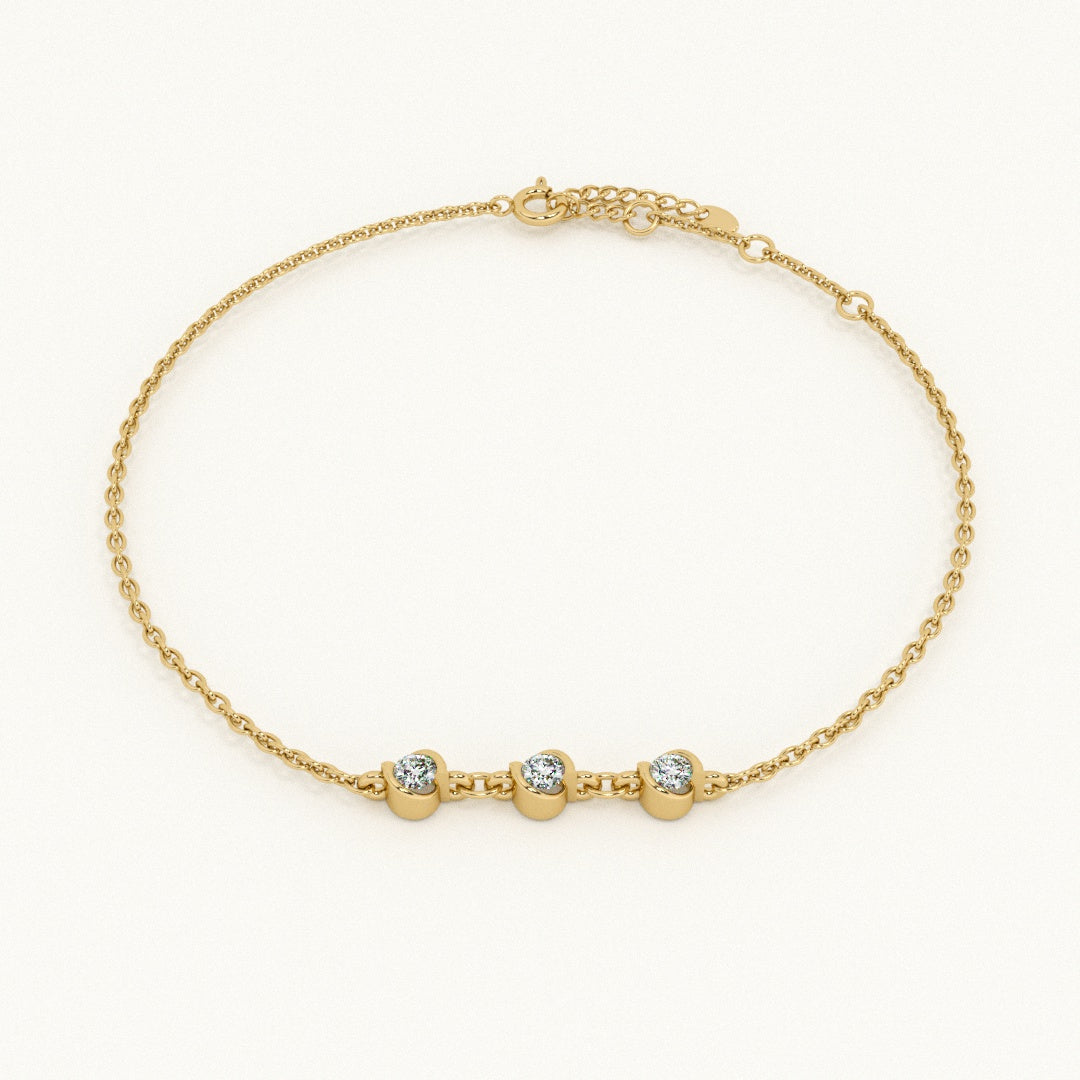 Orbit Petal 9KT Gold Lab Grown Diamond Bracelet
