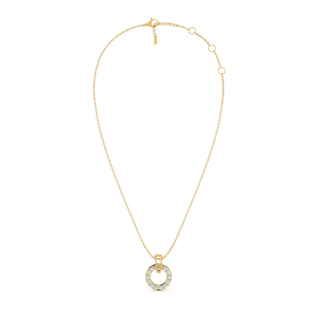 Luna Swing 9KT Gold Lab Grown Diamond Halo Necklace