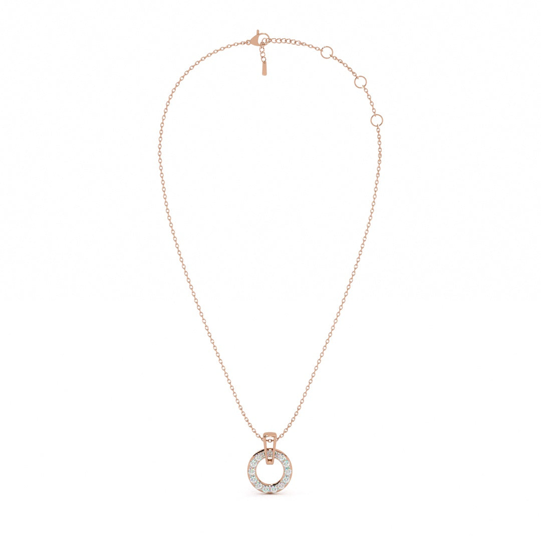 Luna Swing 9KT Gold Lab Grown Diamond Halo Necklace
