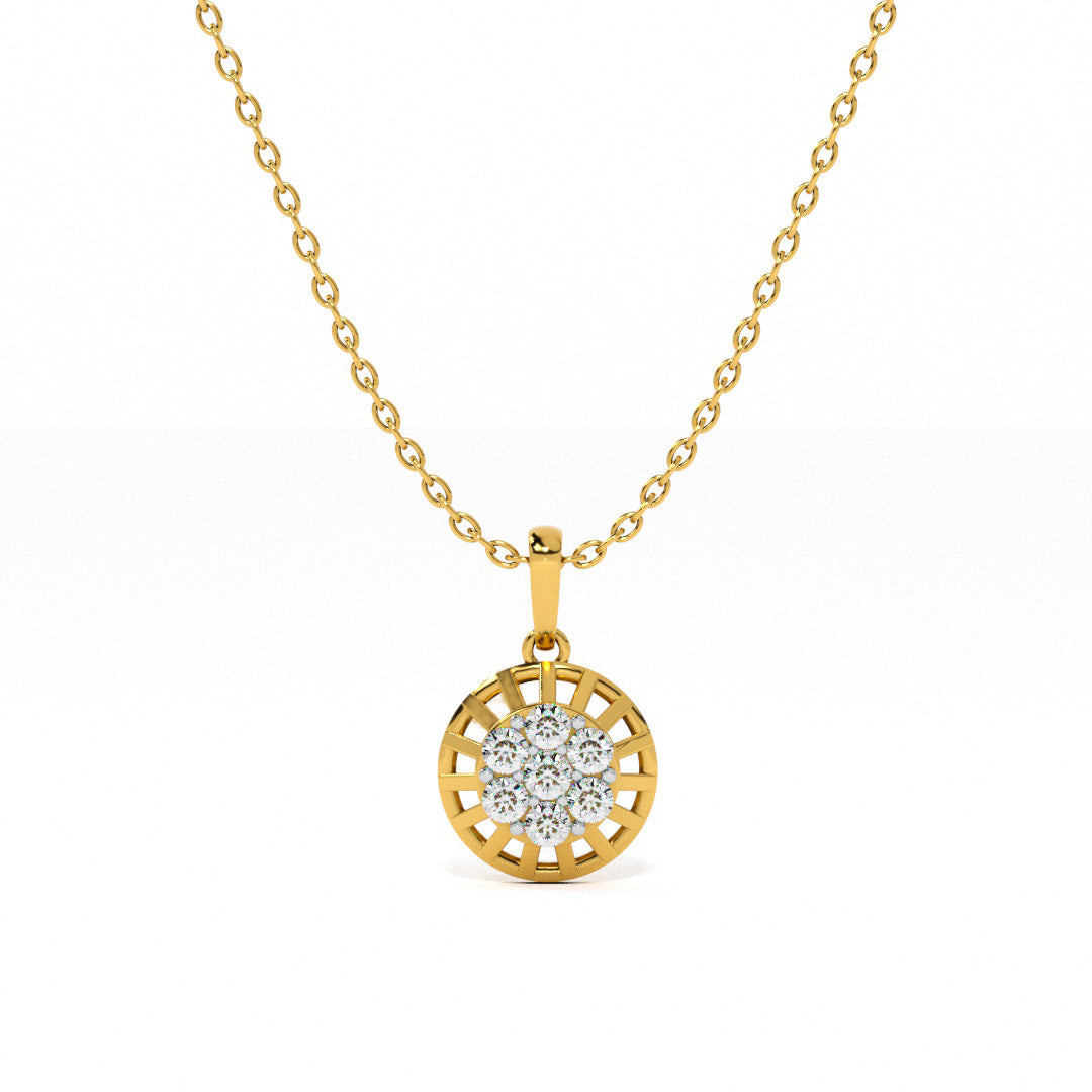 Sun Aura Radiant 9KT Gold Lab Grown Diamond Necklace