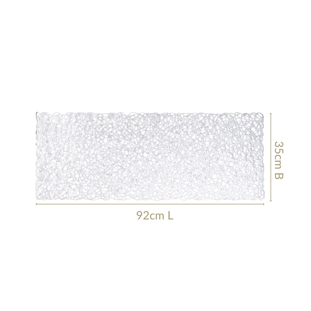 Modern Laser Cut Style Silver Table Runner Silver 92x35cm