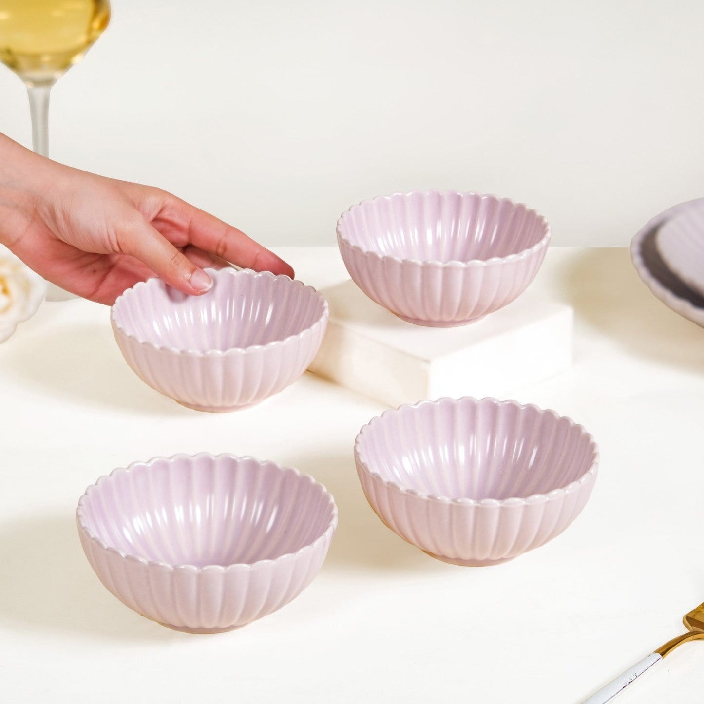 Lilac Scallop Side Bowls Set Of 4 250ml