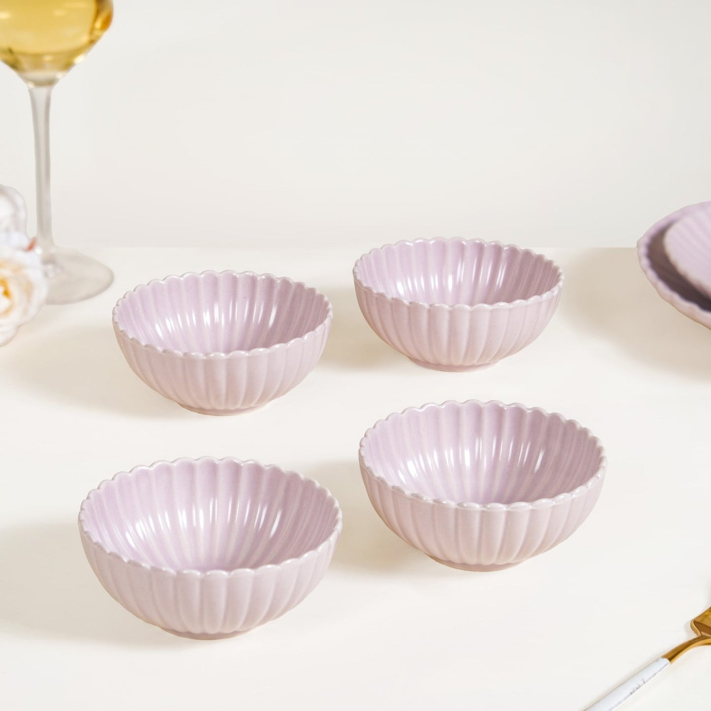Lilac Scallop Side Bowls Set Of 4 250ml