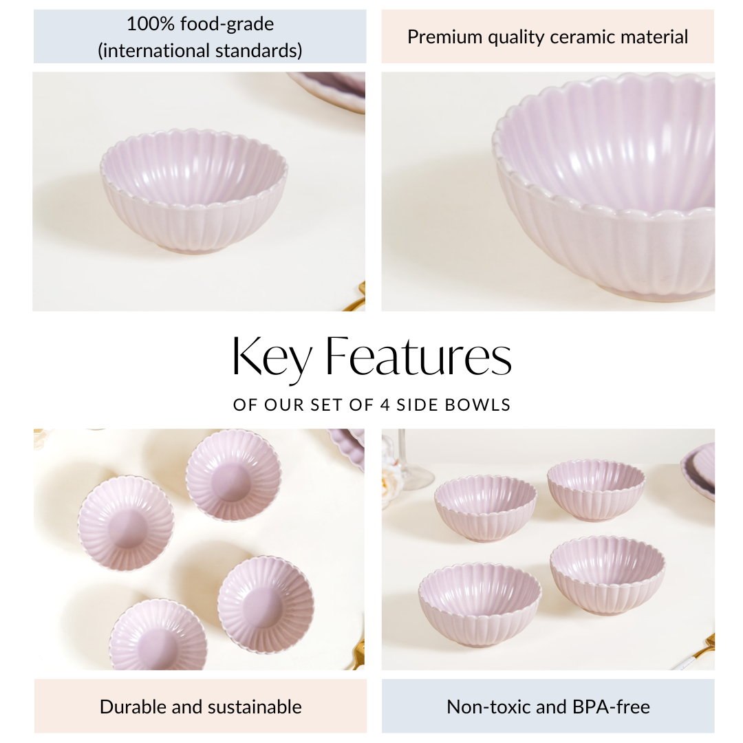 Lilac Scallop Side Bowls Set Of 4 250ml