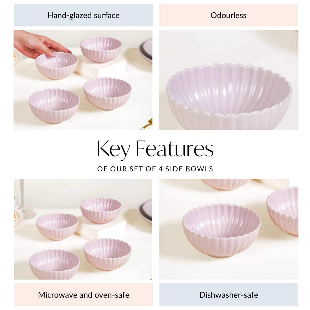 Lilac Scallop Side Bowls Set Of 4 250ml