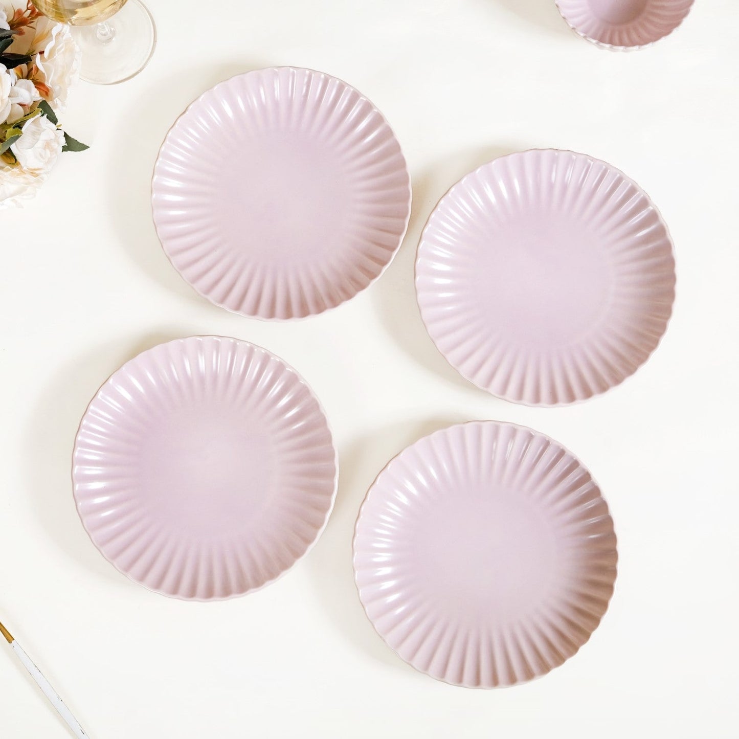 Scallop Lilac Snack Plates Set Of 4 8 Inch