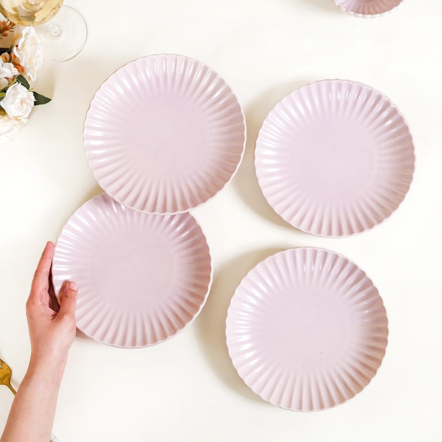 Scallop Lilac Snack Plates Set Of 4 8 Inch