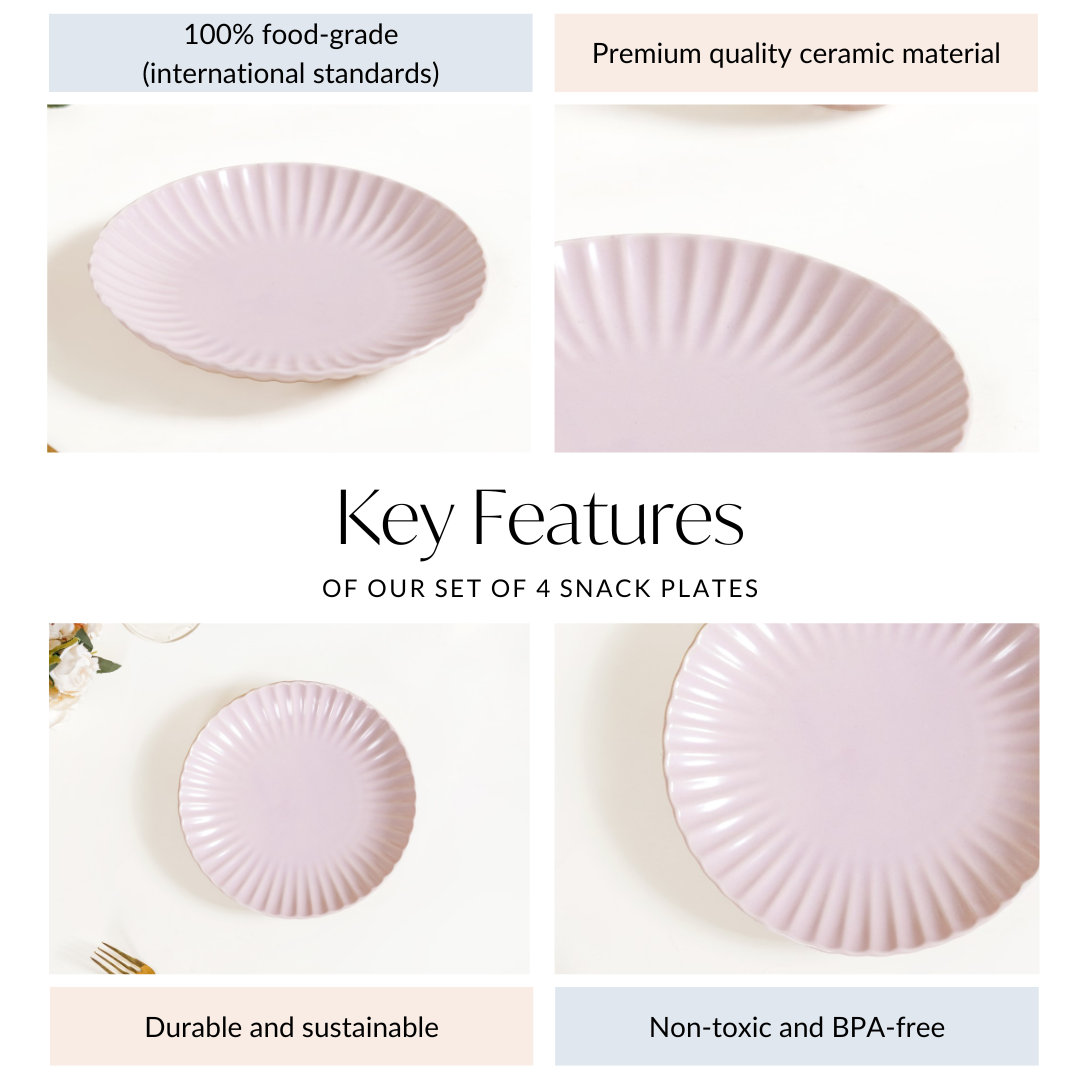 Scallop Lilac Snack Plates Set Of 4 8 Inch