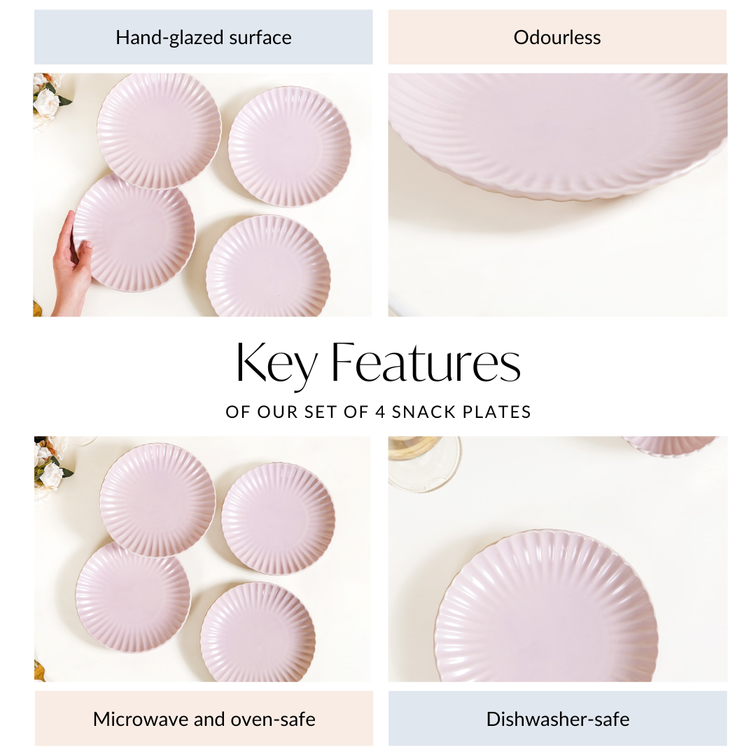 Scallop Lilac Snack Plates Set Of 4 8 Inch
