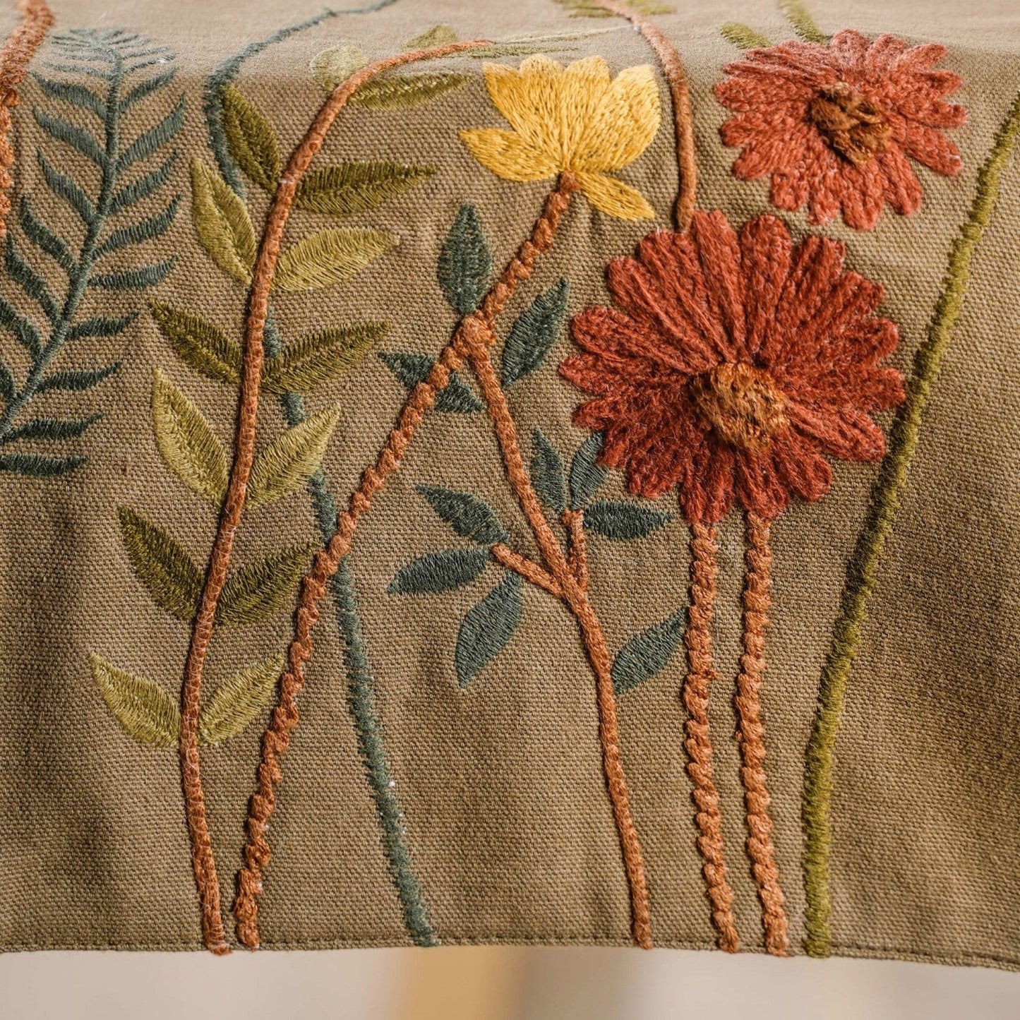 Lush Floral Embroidery Dining Table Runner
