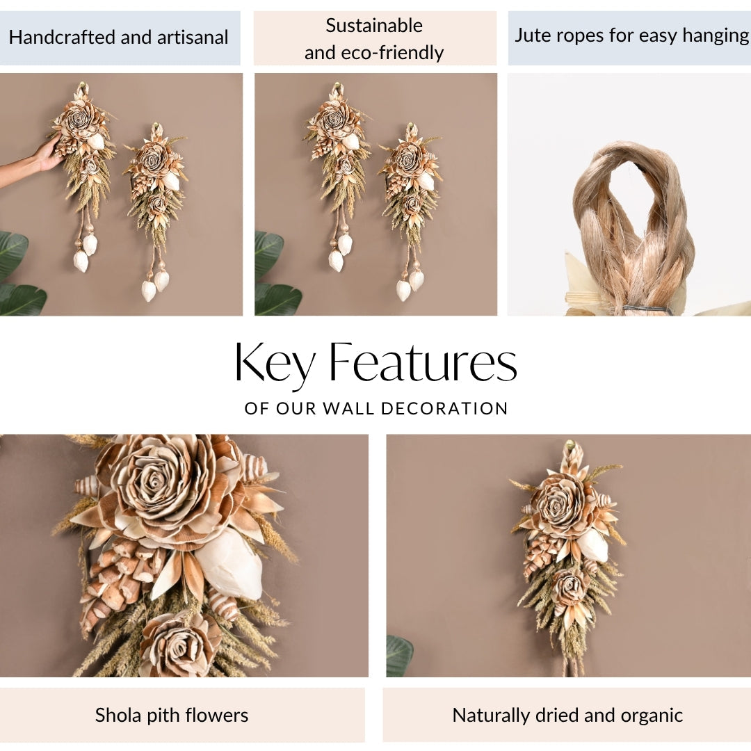 Organic Luxe Bloom Festive Wall Hanging Set Of 2