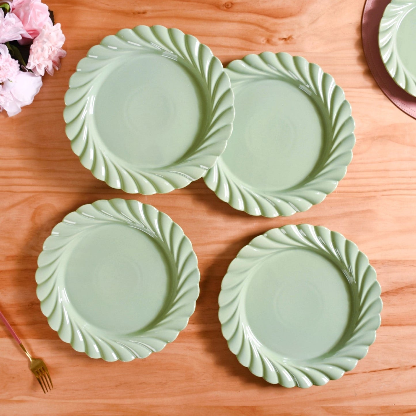 Luxury Lao Dinner Plates Set Of 4 Green 11 Inch