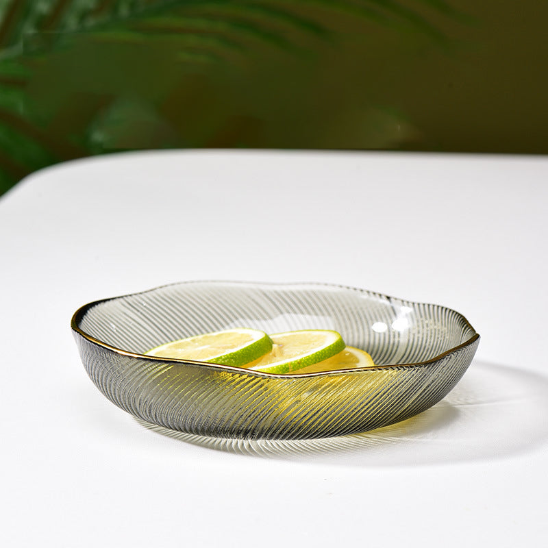 Flower Glass Dessert Plate Grey