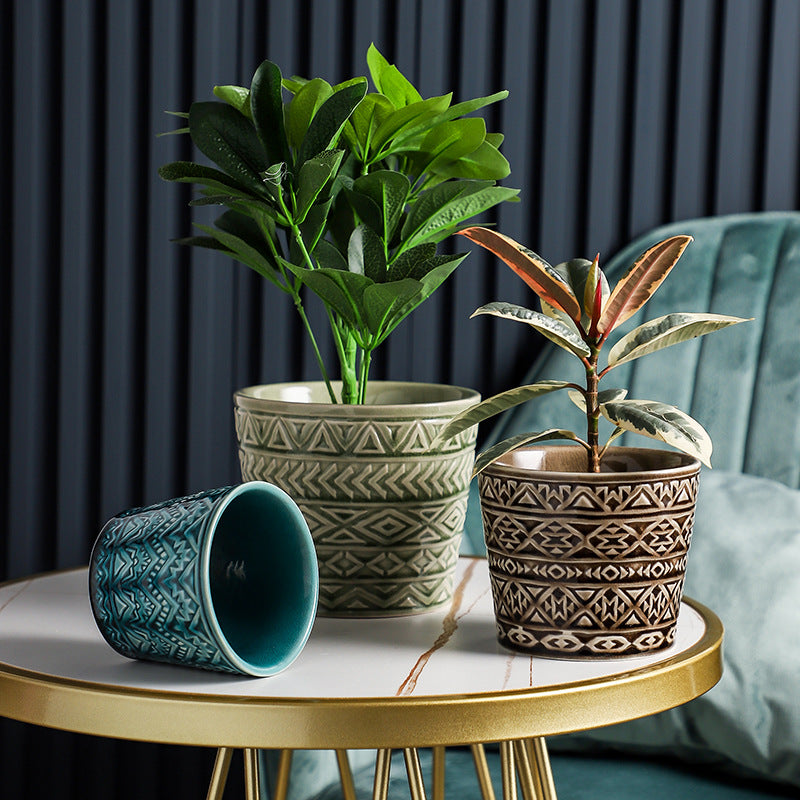 Intricate Texture Sage Green Pot