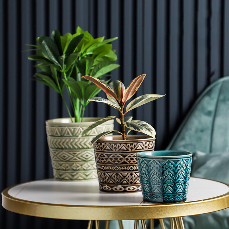 Intricate Texture Sage Green Pot