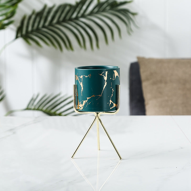 Auric Marble Green Planter with Stand Small
