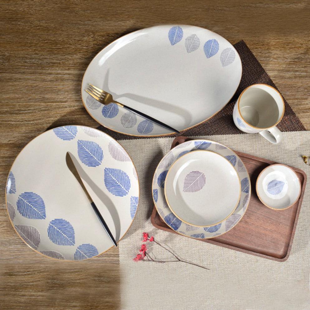 House of Eden Patterned Leaf Dinner Plate 11 Inch