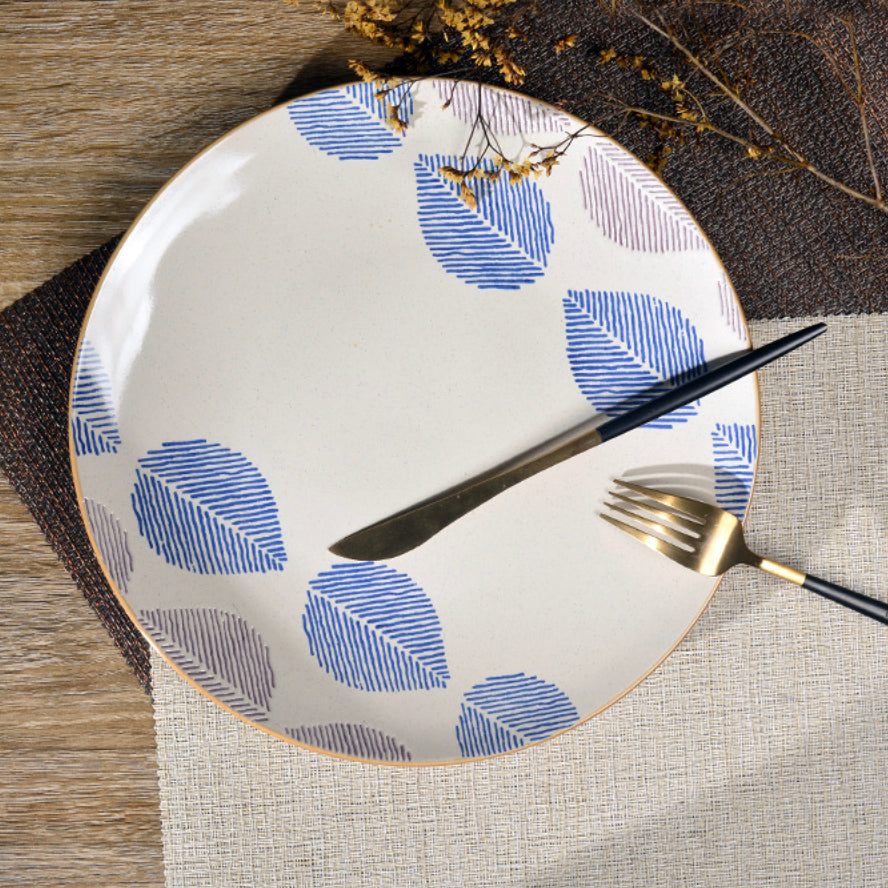 House of Eden Patterned Leaf Dinner Plate 11 Inch