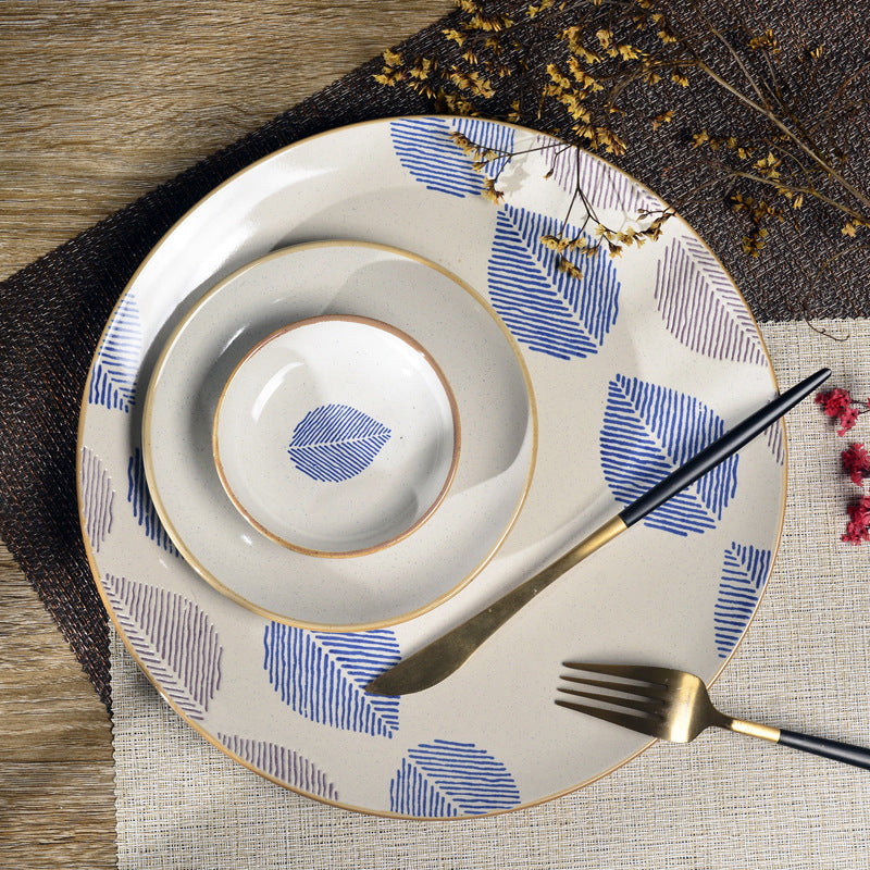 House of Eden Patterned Leaf Dinner Plate 11 Inch