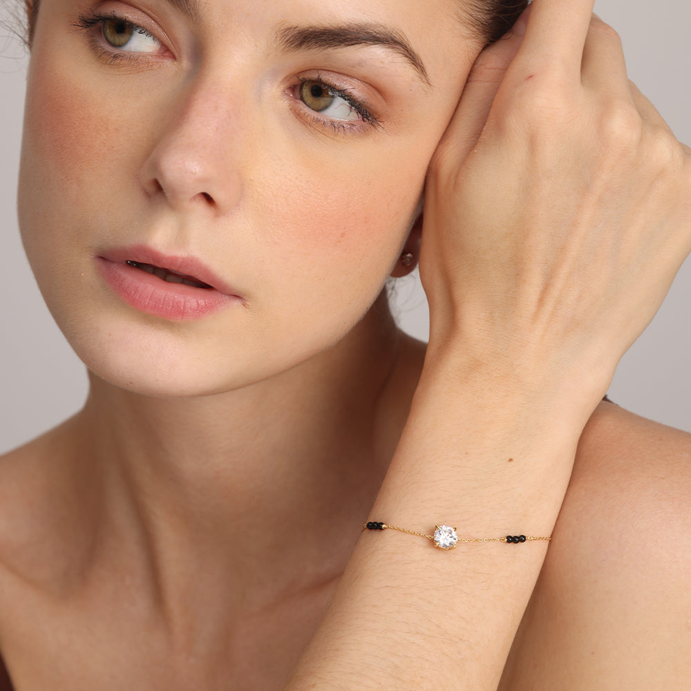 Small Stone Mangalsutra Bracelet | 18K Gold Vermeil