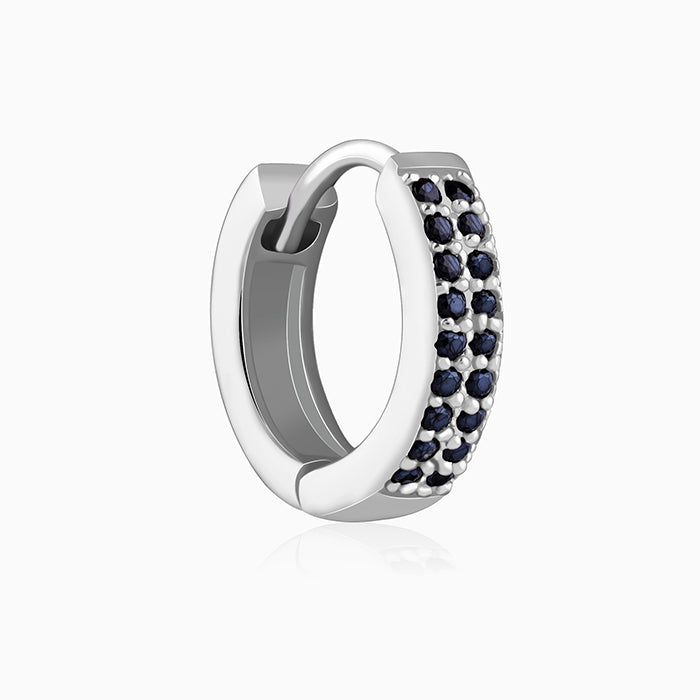 Silver Black Ice Hoop Earring For Him
