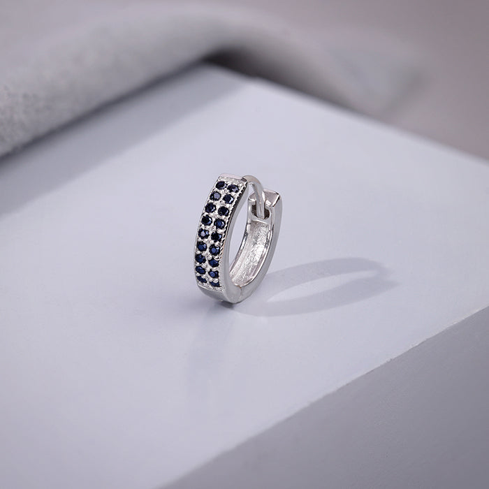 Silver Black Ice Hoop Earring For Him
