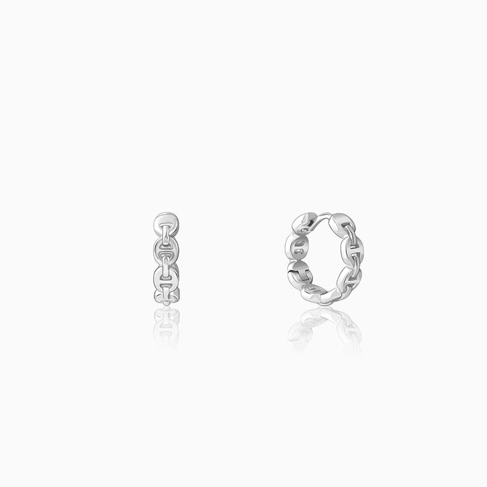 Silver Chain Hoop Earring For Him