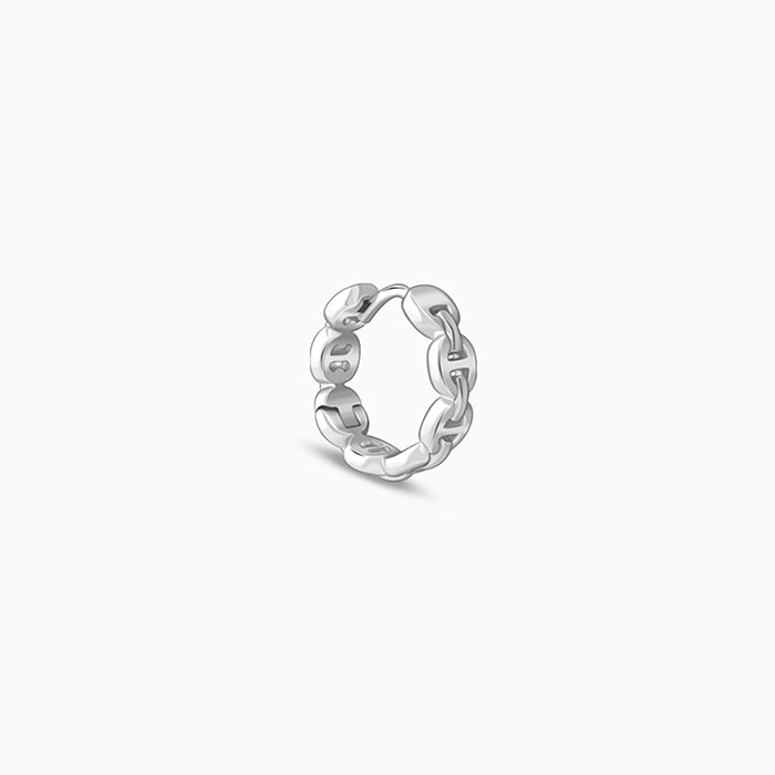 Silver Chain Hoop Earring For Him