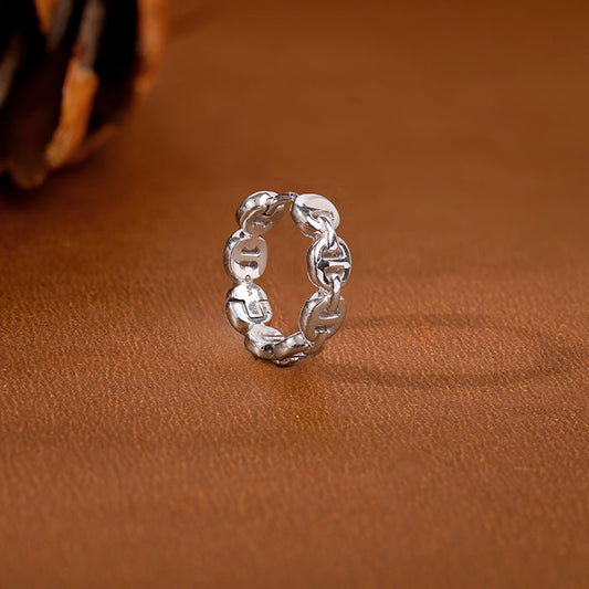 Silver Chain Hoop Earring For Him