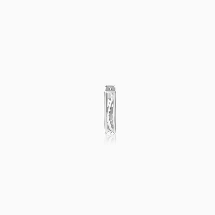 Silver Hexa Hoop Earring For Him