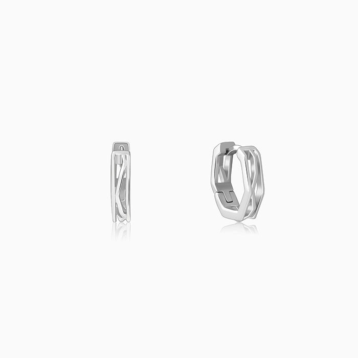 Silver Hexa Hoop Earring For Him