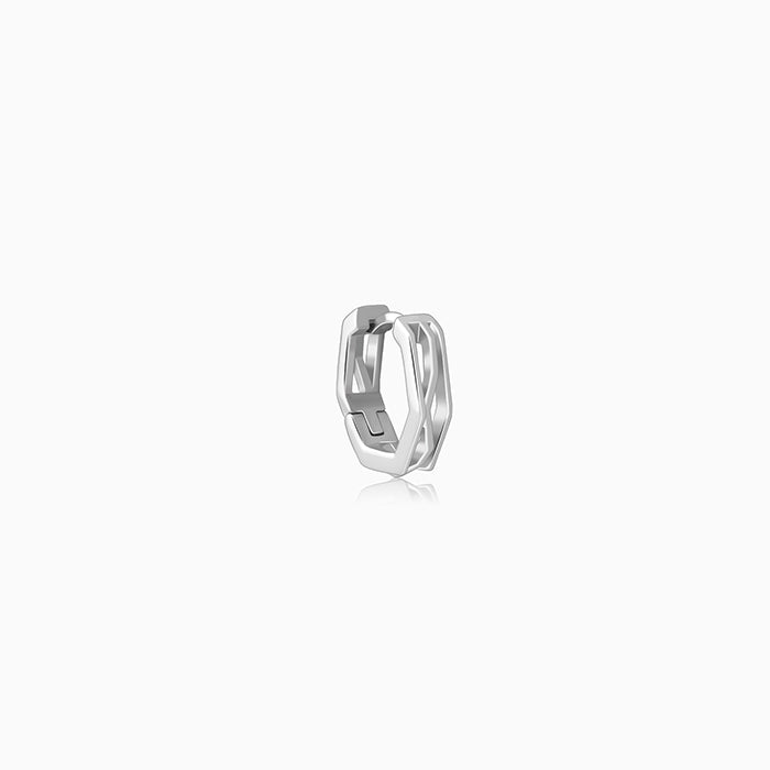 Silver Hexa Hoop Earring For Him