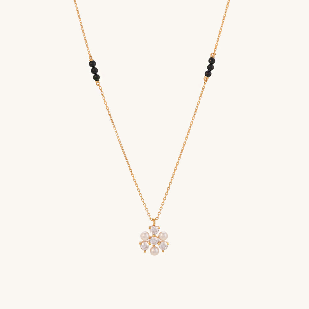 Vintage Pearl Diamond Mangalsutra | 18k Gold Vermeil