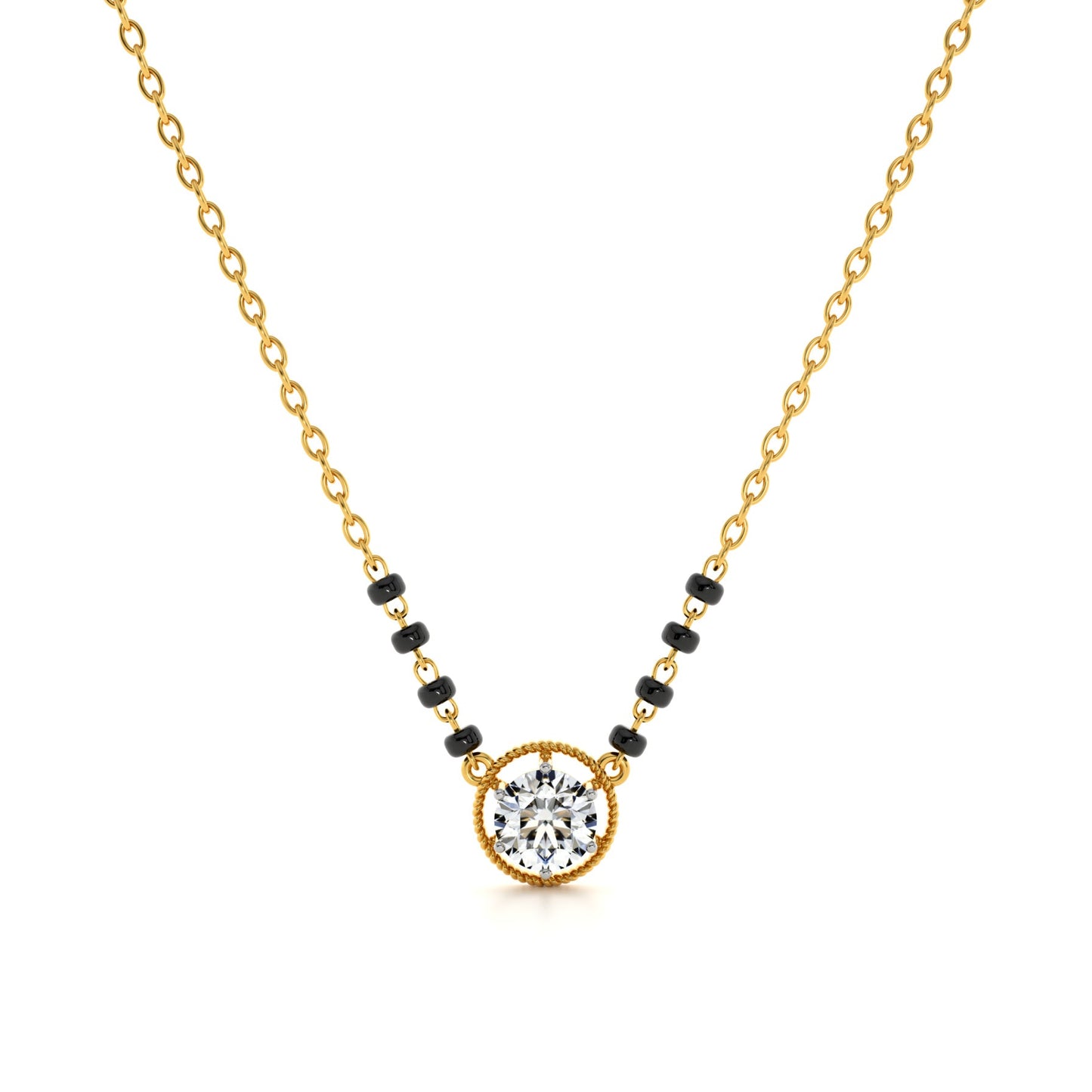 Solitaire Antique Aura 9KT Gold Lab Grown Diamond Mangalsutra