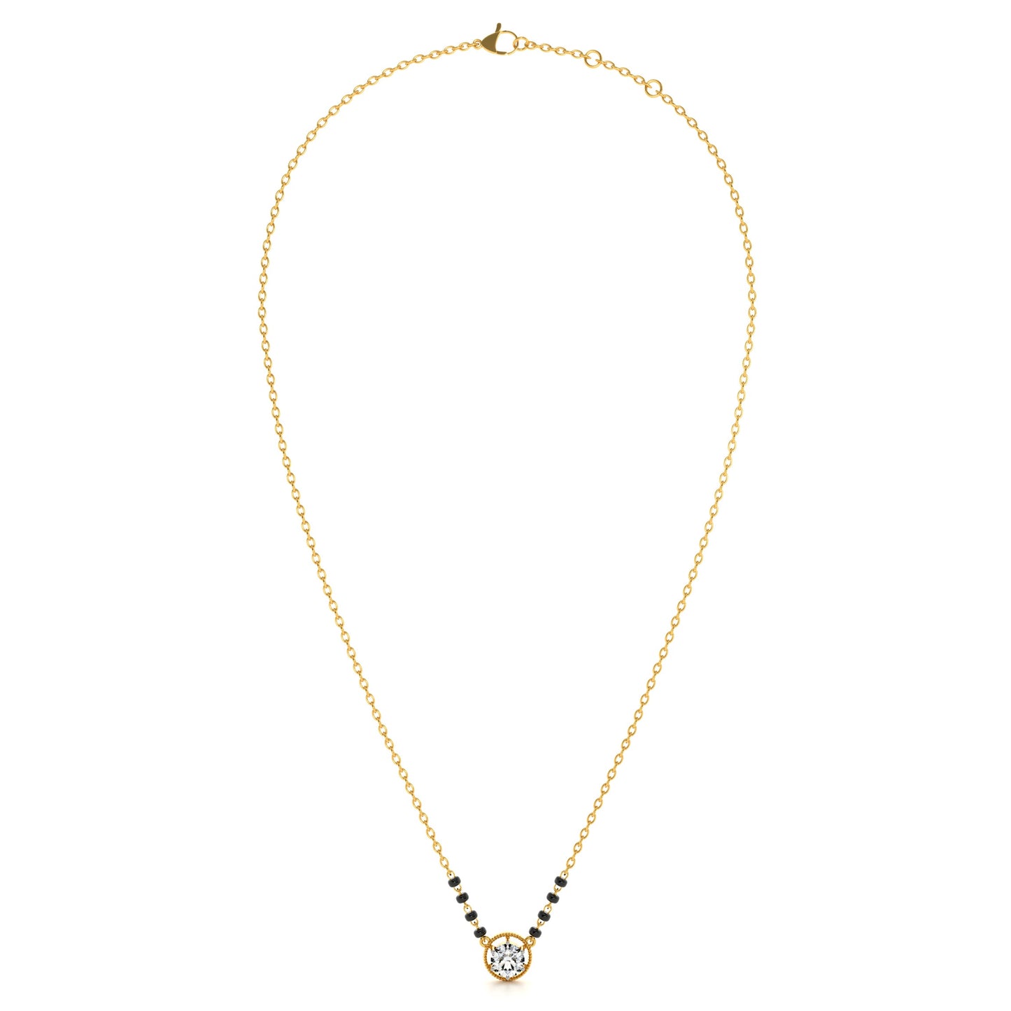 Solitaire Antique Aura 9KT Gold Lab Grown Diamond Mangalsutra