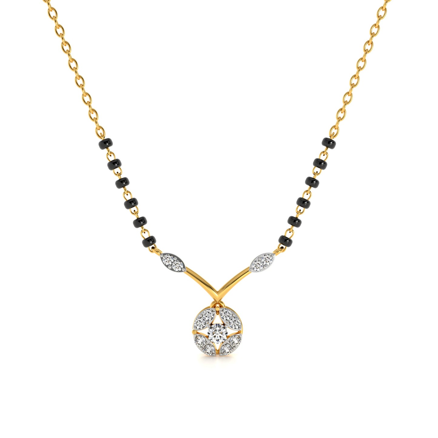 Pure Bond Solitaire 9KT Gold Lab Grown Diamond Mangalsutra