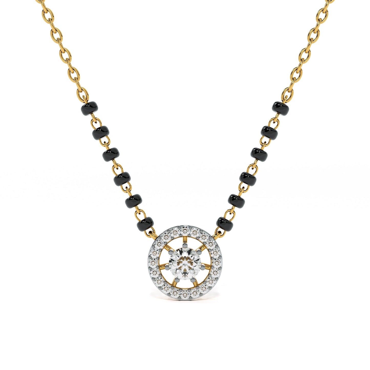 Dazzle Glow Round 9KT Gold Lab Grown Diamond Mangalsutra