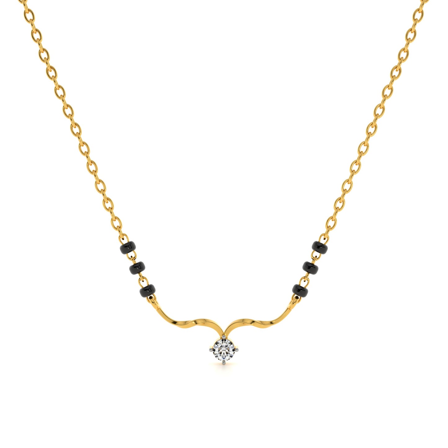 Solitaire Grace Bar 9KT Gold Lab Grown Diamond Mangalsutra