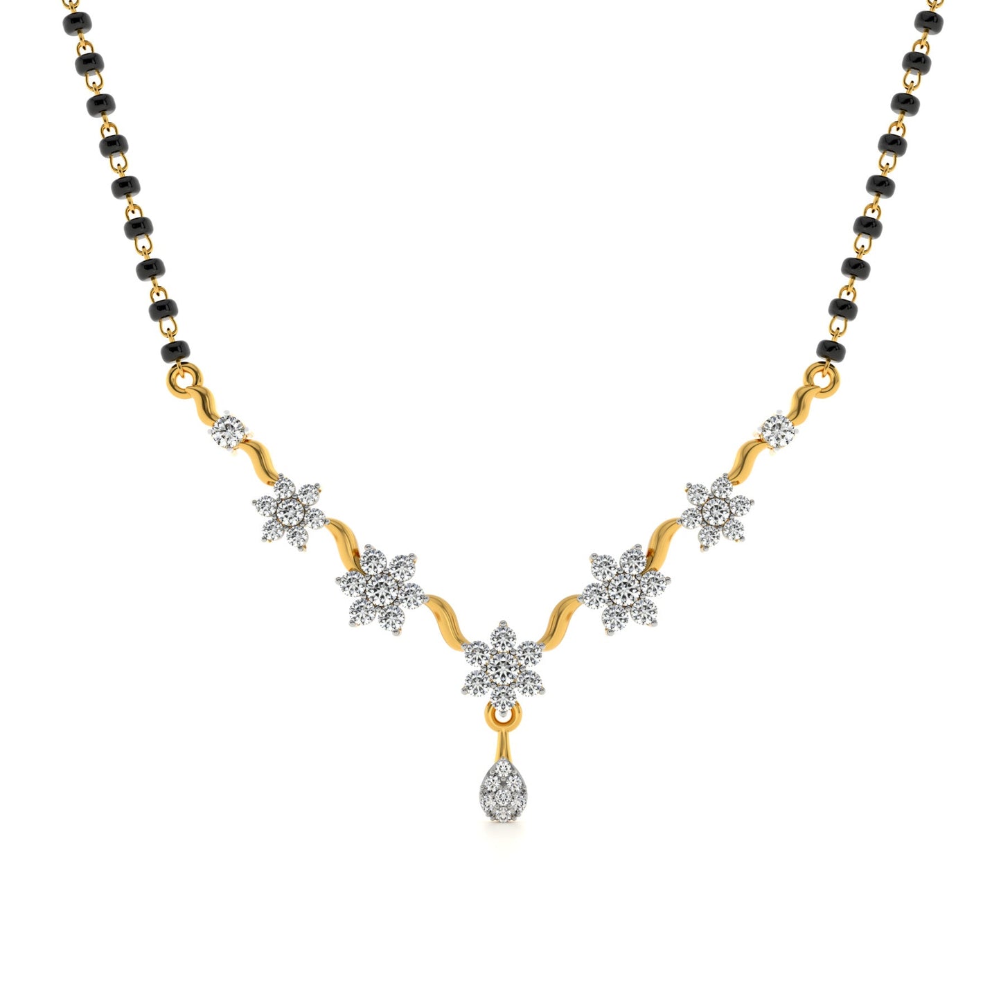 Timeless Petal Glow 9KT Gold Lab Grown Diamond Mangalsutra