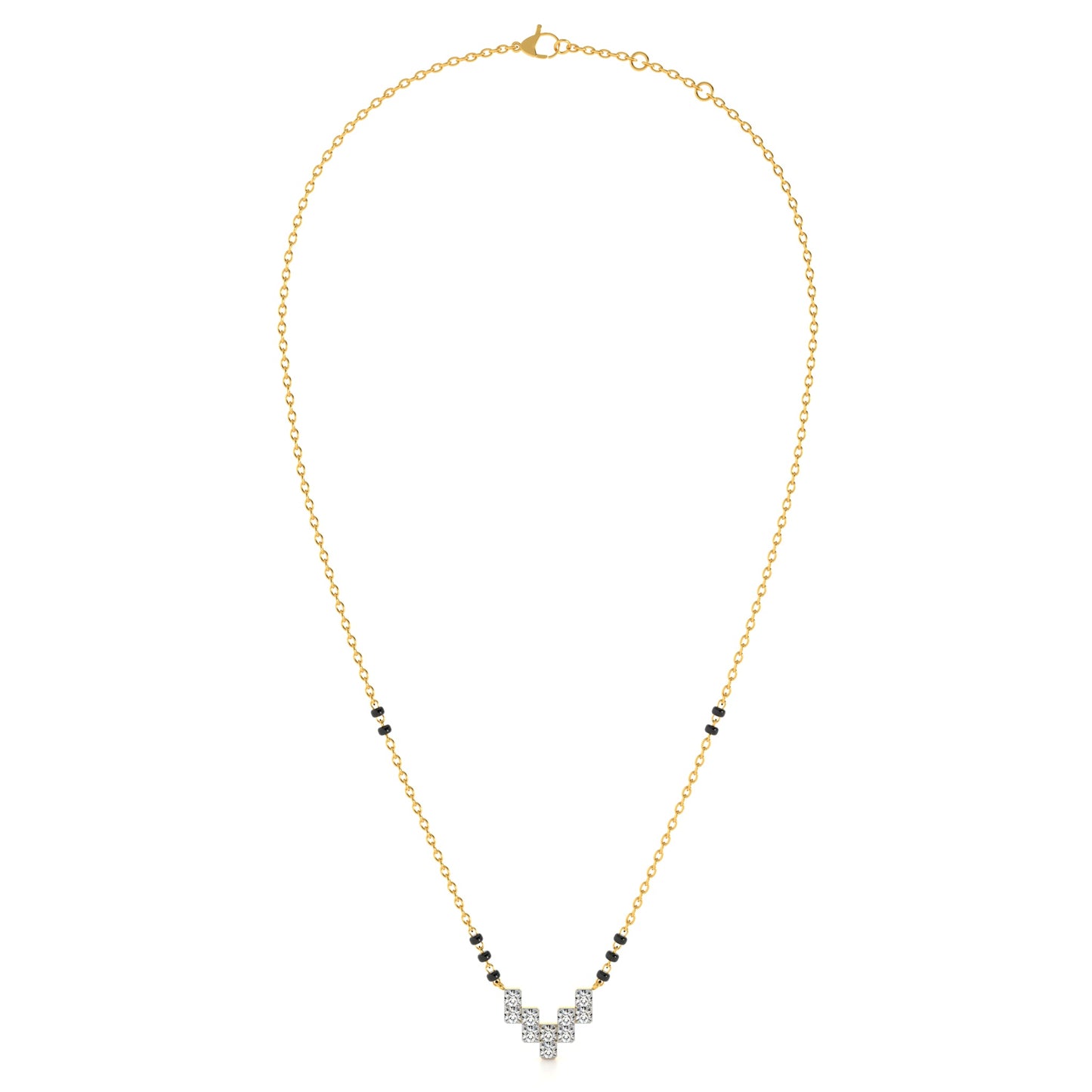 Elegant Geometric 9KT Gold Lab Grown Diamond Mangalsutra