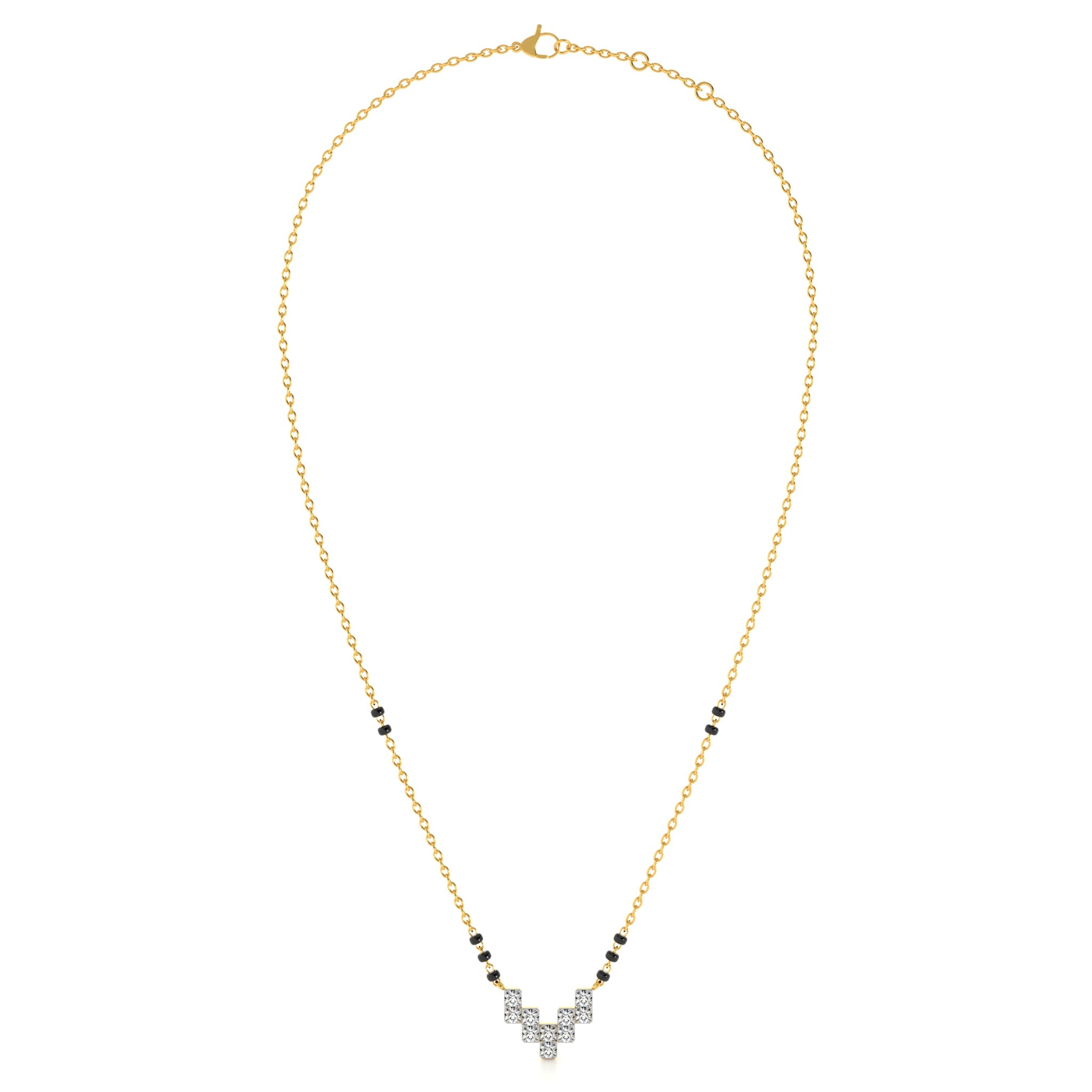 Elegant Geometric 9KT Gold Lab Grown Diamond Mangalsutra