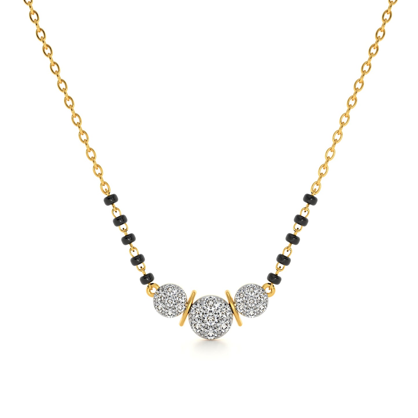 Radiant Triple Stone 9KT Gold Lab Grown Diamond Mangalsutra