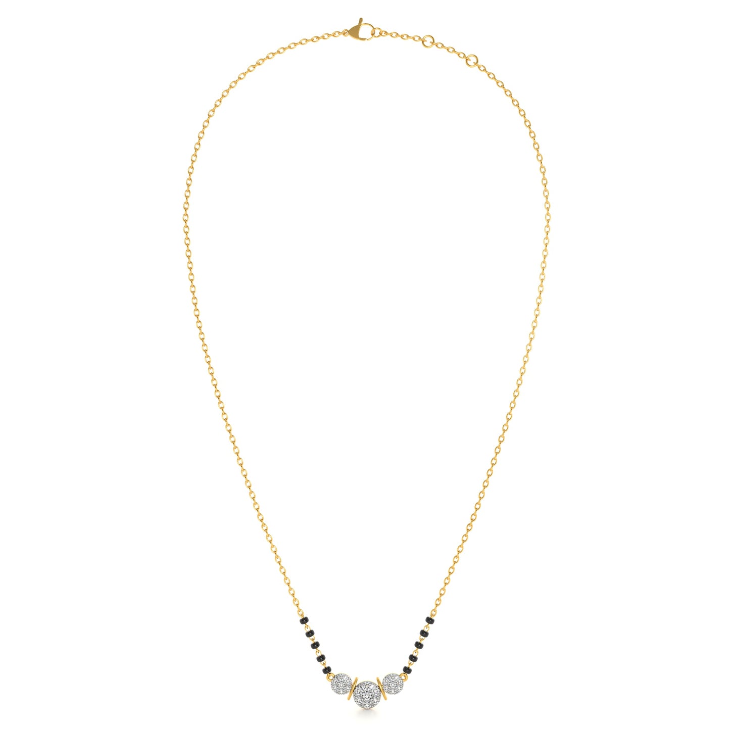 Radiant Triple Stone 9KT Gold Lab Grown Diamond Mangalsutra